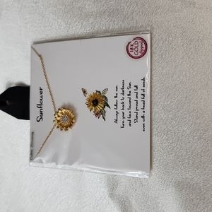 Hand made brass gold and cubic zirconia .Lead free Nickel free 16" necklace